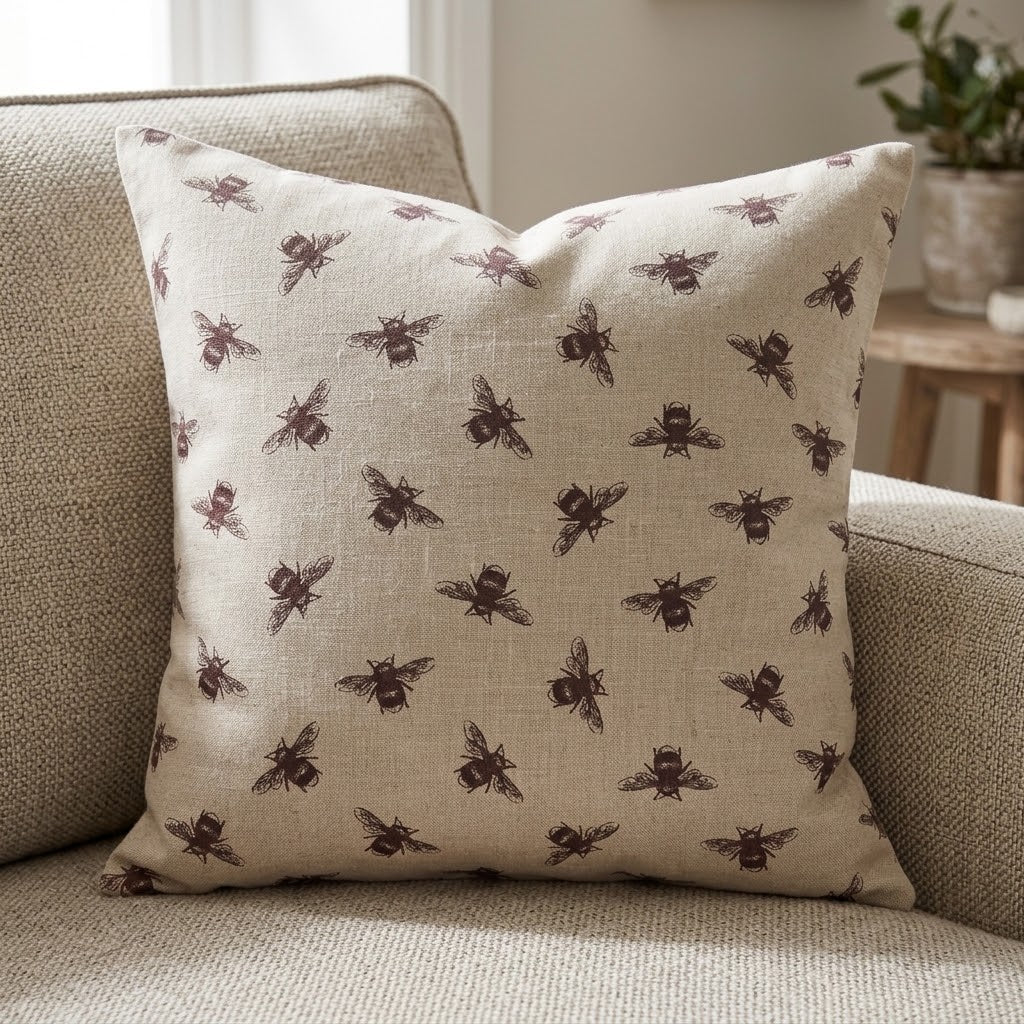 Busy Bees Bumblebee Purple Cushion Cover