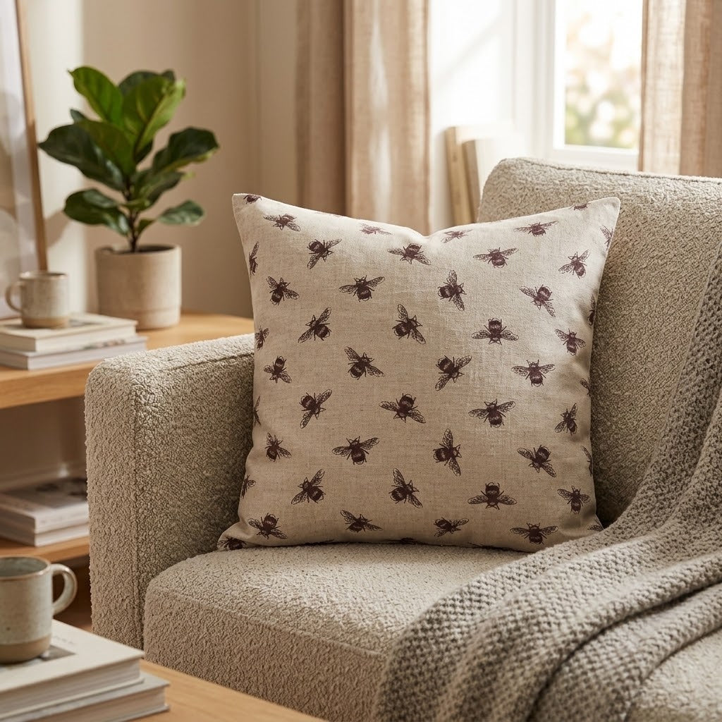 Busy Bees Bumblebee Purple Cushion Cover