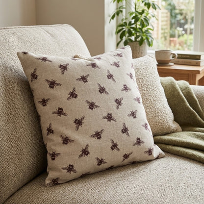 Busy Bees Bumblebee Purple Cushion Cover