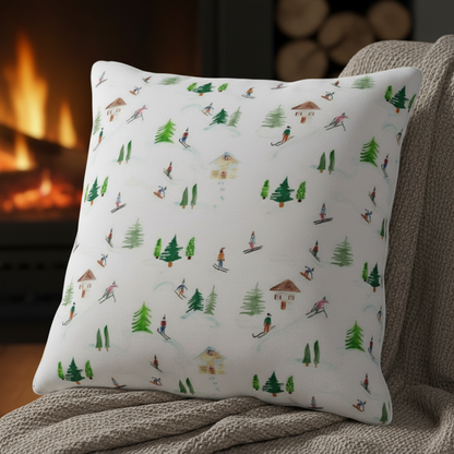 Apres Ski Snow Skiing Cushion Cover