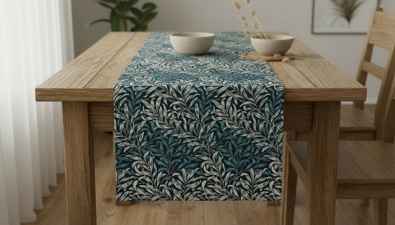 Tischläufer, Servietten mit springenden Hasen, Naturbeige-Design, Ostertischläufer, Größen: 91 cm, 122 cm, 137 cm, 152 cm, 163 cm, 183 cm, 213 cm, 244 cm, 264 cm, Handgefertigt aus 100 % Baumwolle