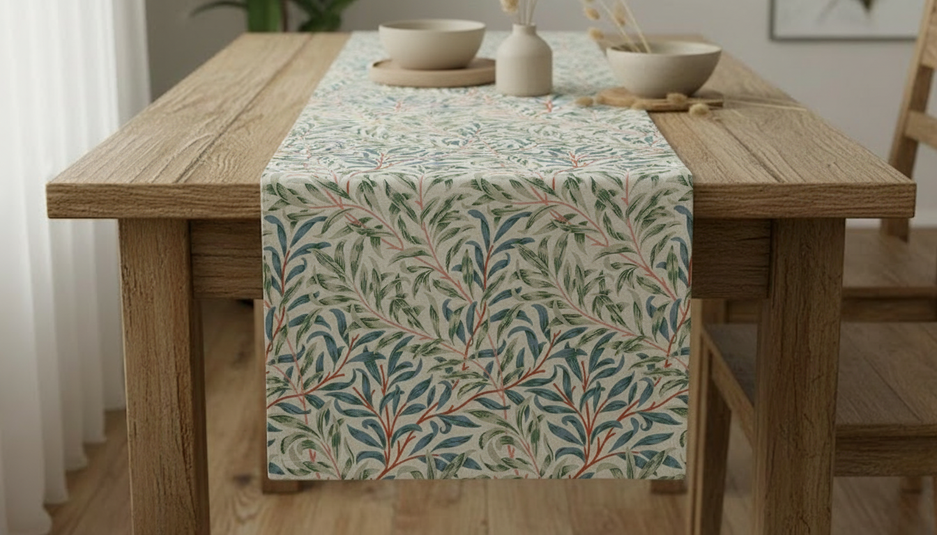 Tischläufer, Servietten mit springenden Hasen, Naturbeige-Design, Ostertischläufer, Größen: 91 cm, 122 cm, 137 cm, 152 cm, 163 cm, 183 cm, 213 cm, 244 cm, 264 cm, Handgefertigt aus 100 % Baumwolle
