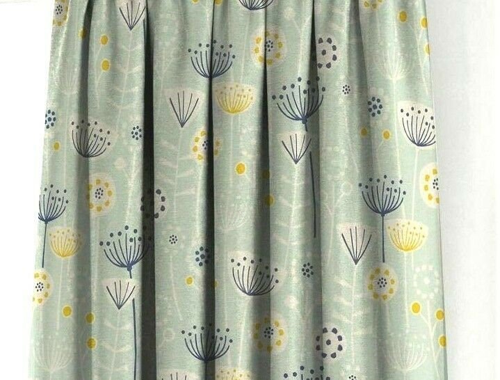 Window Valance Curtain Fryetts Bergen Yellow Orange Blue Scandinavian Floral Design Handmade 100% Cotton - CushionCoverAndDecor