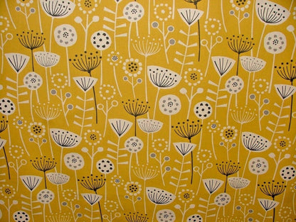 Window Valance Curtain Fryetts Bergen Yellow Orange Blue Scandinavian Floral Design Handmade 100% Cotton - CushionCoverAndDecor