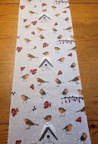 Winter Robin Table Runner , Christmas Robin Napkins 36" 48" 54" 60" 64" 72" 84" 96" 104" - CushionCoverAndDecor