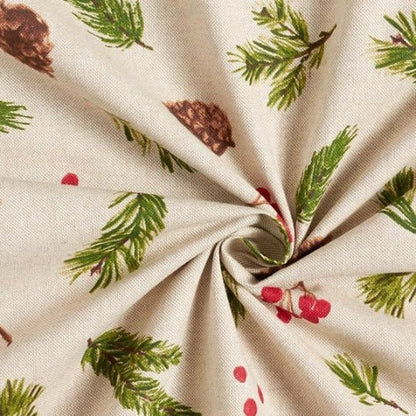 Winter Twigs Tea Towel , Christmas Tea Towel , Natural Beige Cotton Rich Linen Fabric - CushionCoverAndDecor