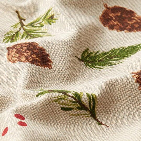 Winter Twigs Tea Towel , Christmas Tea Towel , Natural Beige Cotton Rich Linen Fabric - CushionCoverAndDecor