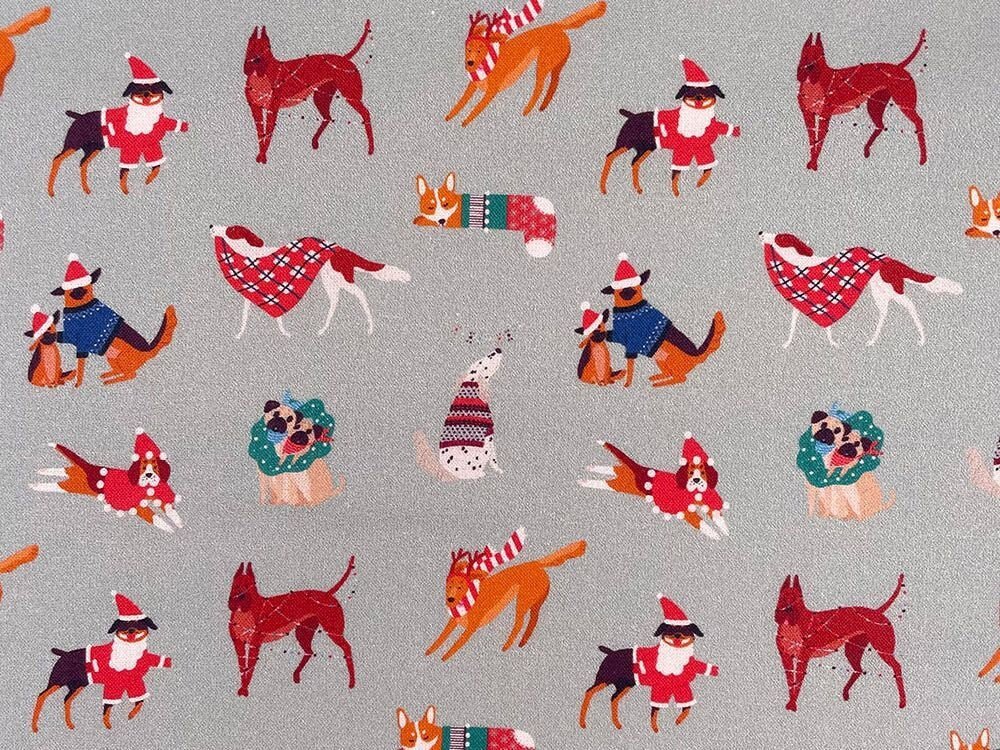 Woodland Dog Tablecloth , Christmas Tablecloth , Napkin Christmas , Christmas Dogs Tablecloth , Grey Tablecloth , Tablecloth UK , - CushionCoverAndDecor