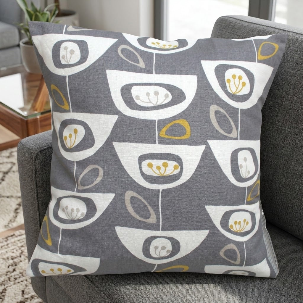 John Lewis Seedheads Grey & Ochre Geometric Cushion Cover