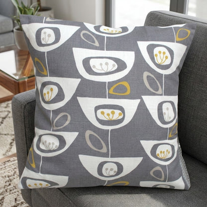 John Lewis Seedheads Grey & Ochre Geometric Cushion Cover