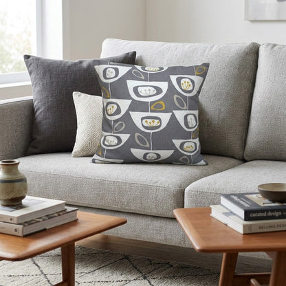 John Lewis Seedheads Grey & Ochre Geometric Cushion Cover
