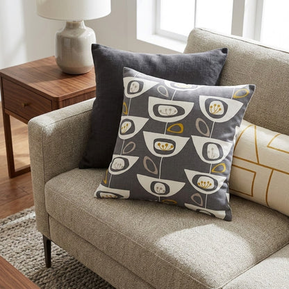 John Lewis Seedheads Grey & Ochre Geometric Cushion Cover