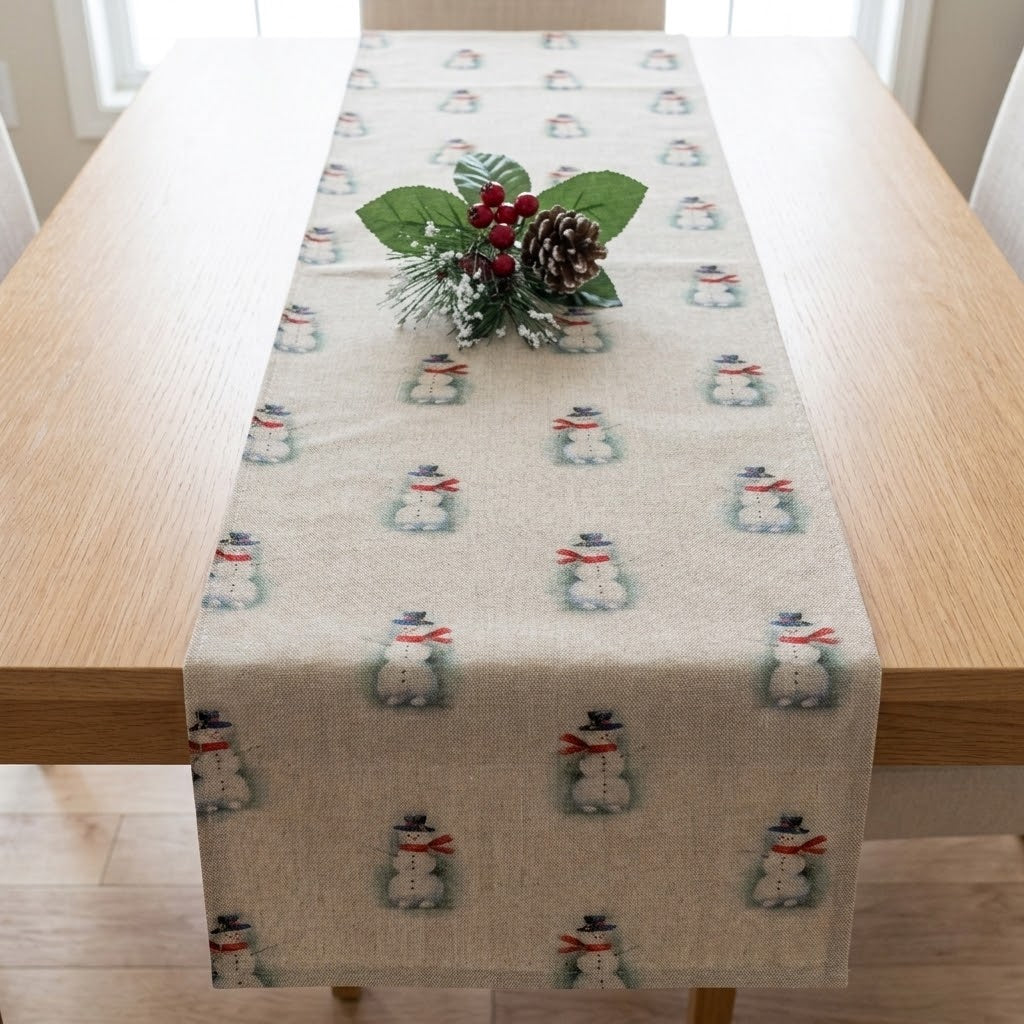 Tischläufer, Servietten mit springenden Hasen, Naturbeige-Design, Ostertischläufer, Größen: 91 cm, 122 cm, 137 cm, 152 cm, 163 cm, 183 cm, 213 cm, 244 cm, 264 cm, Handgefertigt aus 100 % Baumwolle