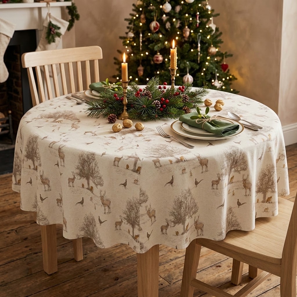 Tatton Autumn Woodland Christmas Tablecloth