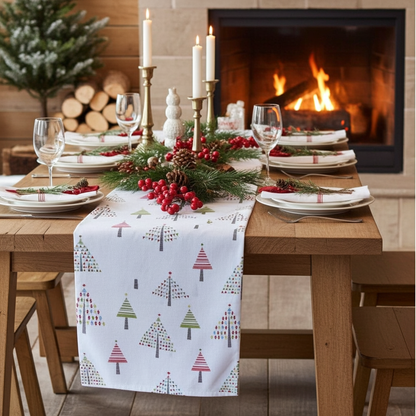 Scandi Christmas Trees Table Runner