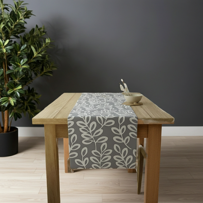 Runner da tavolo Heritage Fern Beige Marrone Uccelli Motivo floreale 36" 48" 54" 60" 64" 72" 84" 96" 104" Fatto a mano 100% cotone