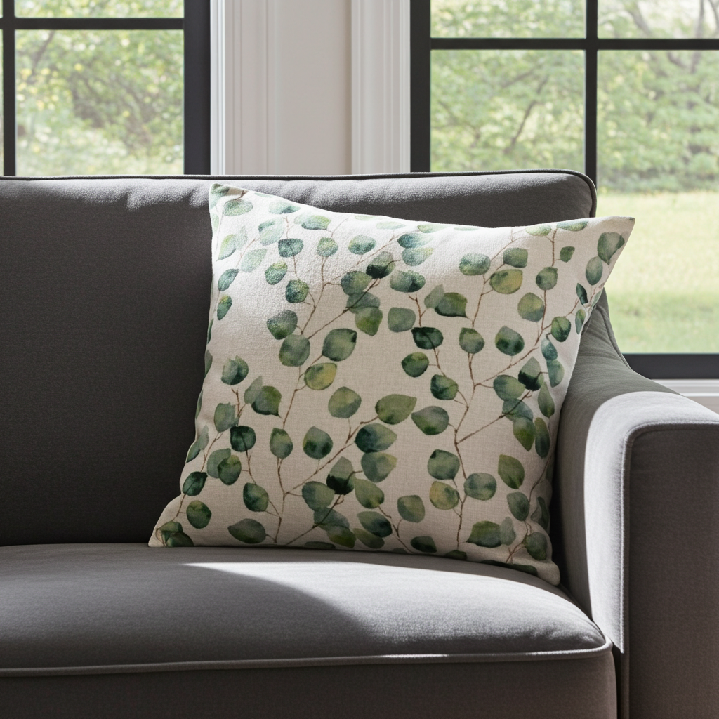 Eucalyptus Leaf Green Cushion Cover