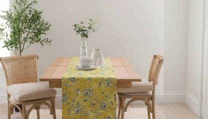 Tischläufer, Servietten mit springenden Hasen, Naturbeige-Design, Ostertischläufer, Größen: 91 cm, 122 cm, 137 cm, 152 cm, 163 cm, 183 cm, 213 cm, 244 cm, 264 cm, Handgefertigt aus 100 % Baumwolle