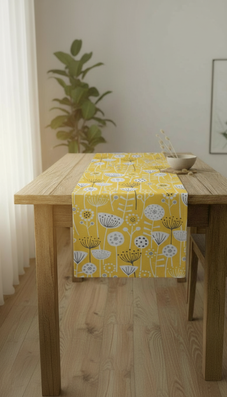 Tischläufer, Servietten mit springenden Hasen, Naturbeige-Design, Ostertischläufer, Größen: 91 cm, 122 cm, 137 cm, 152 cm, 163 cm, 183 cm, 213 cm, 244 cm, 264 cm, Handgefertigt aus 100 % Baumwolle