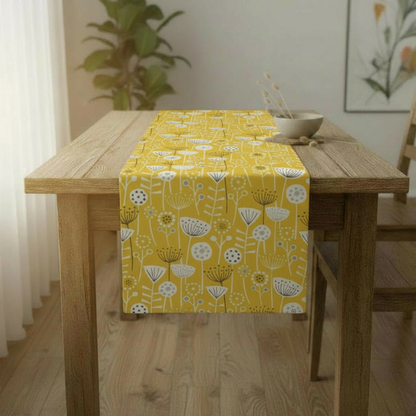 Tischläufer, Servietten mit springenden Hasen, Naturbeige-Design, Ostertischläufer, Größen: 91 cm, 122 cm, 137 cm, 152 cm, 163 cm, 183 cm, 213 cm, 244 cm, 264 cm, Handgefertigt aus 100 % Baumwolle
