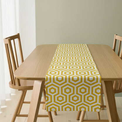 Modern Hexagon Geometric Ochre Table Runner