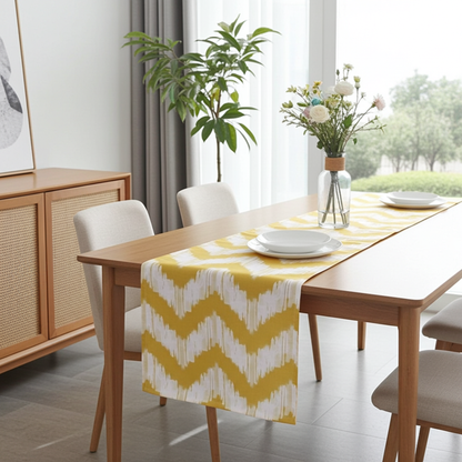 Modern Yellow Zigzag Chevron Stripe Table Runner