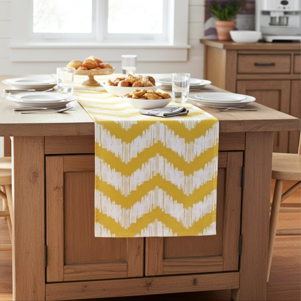 Modern Yellow Zigzag Chevron Stripe Table Runner