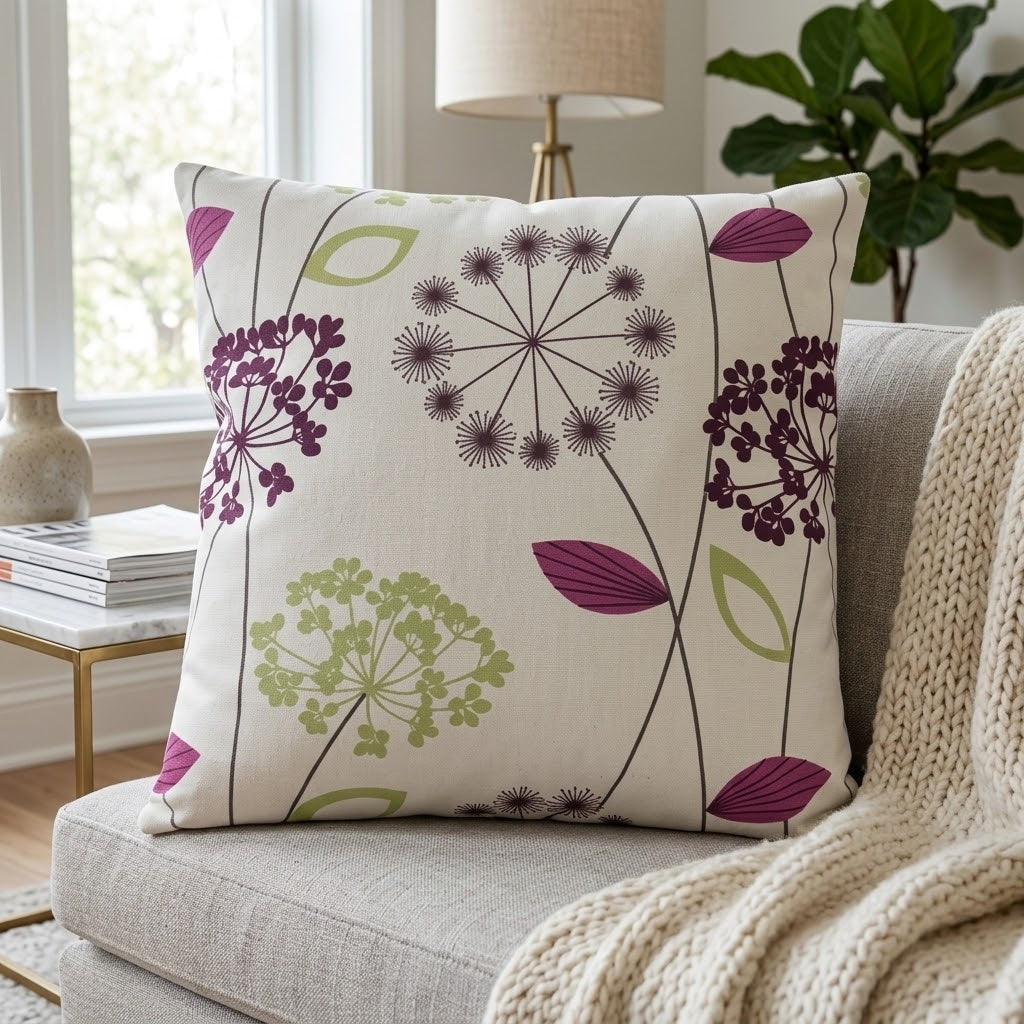 Allium Floral Purple Cushion Cover