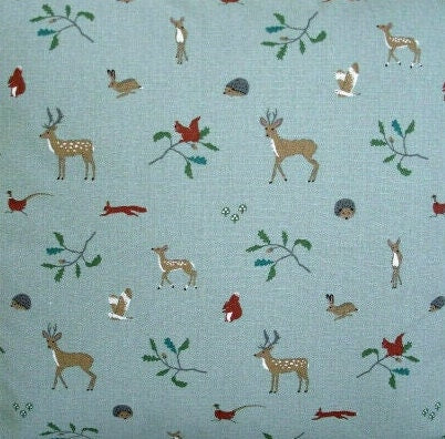 Sophie Allport Woodland Cushion Cover , Christmas Teal Pillow Cover 10" 12" 14" 16" 17" 18" 20" 22" 24" 26" 100% Cotton