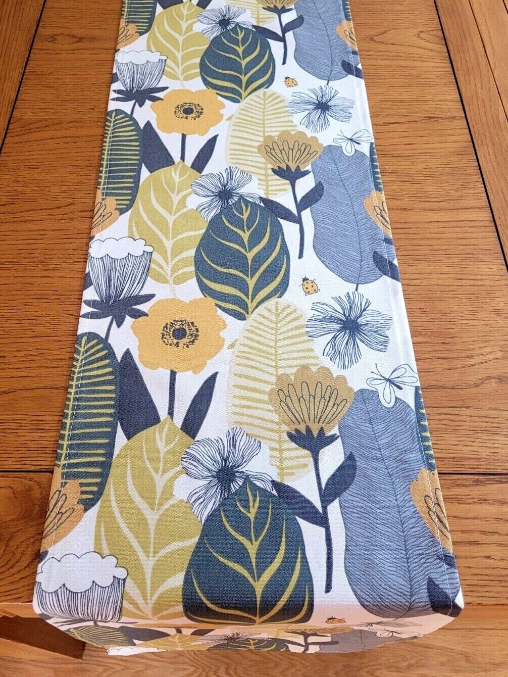 Table Runner Blooma Floral Saffron Yellow Design , Leaves Table Runner , Table Runner UK 36" 48" 54" 60" 64" 72" 84" 96" 104"