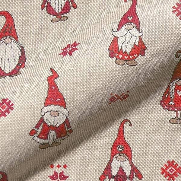 Elves Christmas Tablecloth , Natural Red Table Cover , Christmas Elf Tablecloth , Tablecloth UK