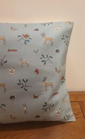 Sophie Allport Woodland Cushion Cover , Christmas Teal Pillow Cover 10" 12" 14" 16" 17" 18" 20" 22" 24" 26" 100% Cotton
